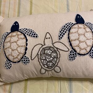 Turtle Embroidered Decorative Pillow